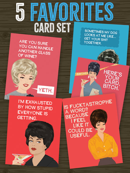SET of FIVE classic, favorite Cards - One B-Day, FOUR Everyday