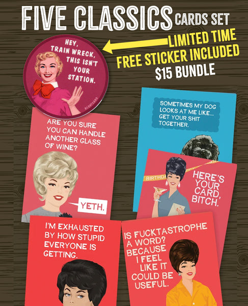 SET of FIVE classic, favorite Cards - One B-Day, FOUR Everyday