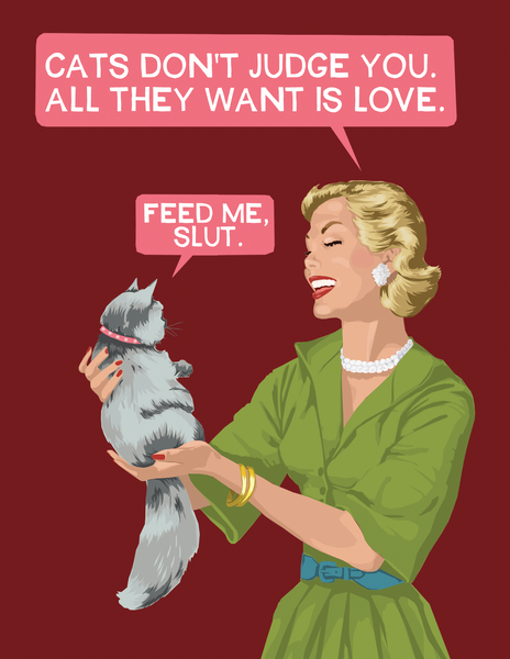 Feed Me Birthday Kitty-Six Pack-Wholesale A2 Greeting Card